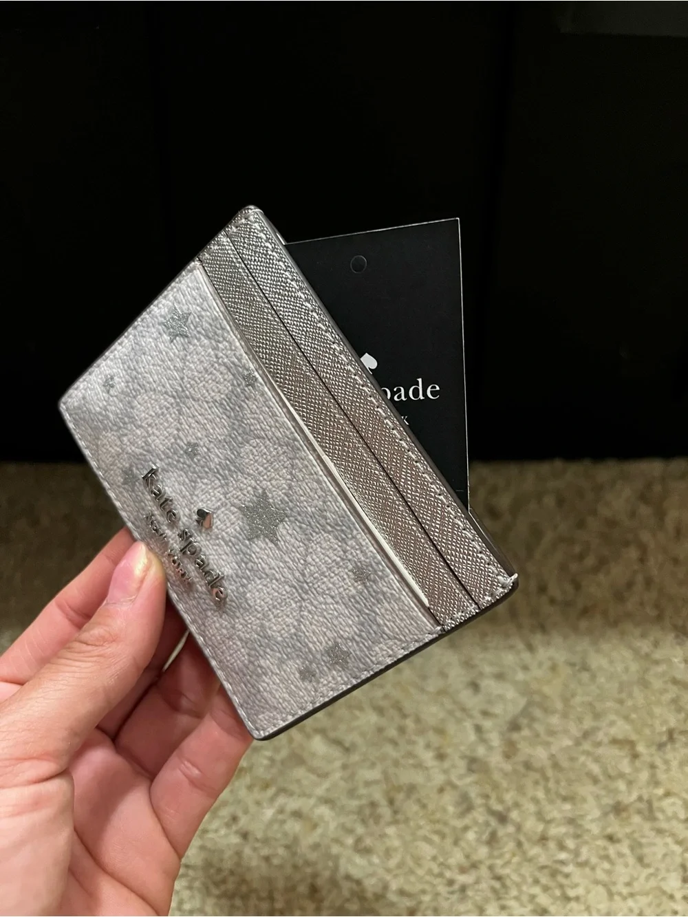 kate spade silver glitter star card case